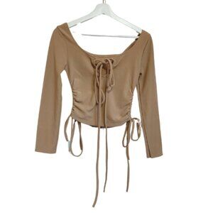 Tan Beige Women's BodyCon Night-Out Top and Skirt Dress Set Size Medium